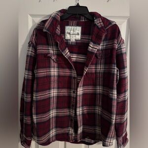 American Eagle Outfitters Maroon Plaid Shirt